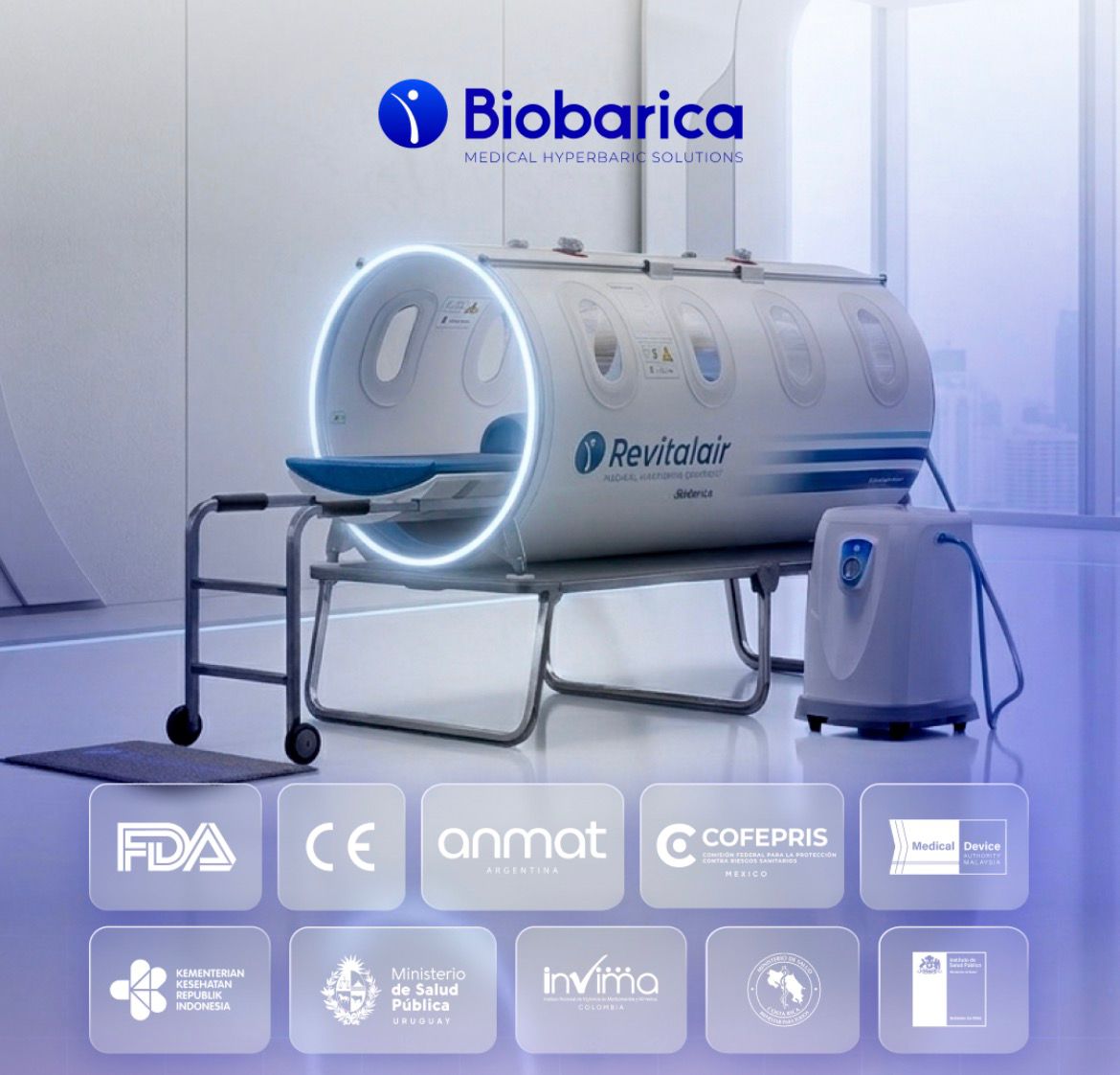 Sesión de terapia hiperbárica en cámara Revitalair