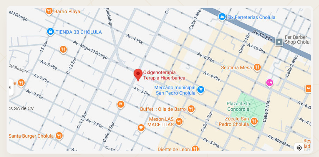 Ubicación de Oxigenoterapia en San Pedro Cholula, Puebla